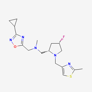 molecular formula C17H24FN5OS B6868510 N-[(3-cyclopropyl-1,2,4-oxadiazol-5-yl)methyl]-1-[(2S,4S)-4-fluoro-1-[(2-methyl-1,3-thiazol-4-yl)methyl]pyrrolidin-2-yl]-N-methylmethanamine 