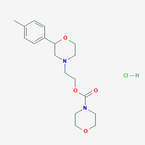 molecular formula C18H27ClN2O4 B068686 4-Morpholinecarboxylic acid, 2-(2-(4-methylphenyl)-4-morpholinyl)ethyl ester, monohydrochloride CAS No. 185759-14-2