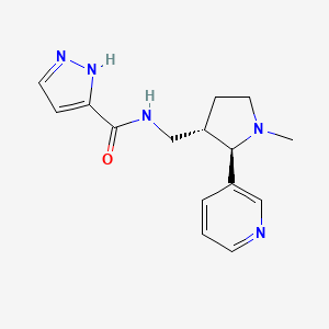 molecular formula C15H19N5O B6868644 N-[[(2R,3S)-1-methyl-2-pyridin-3-ylpyrrolidin-3-yl]methyl]-1H-pyrazole-5-carboxamide 