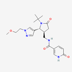 molecular formula C21H29N5O4 B6868661 N-[[(2R,3S)-1-tert-butyl-2-[1-(2-methoxyethyl)pyrazol-4-yl]-5-oxopyrrolidin-3-yl]methyl]-6-oxo-1H-pyridine-3-carboxamide 