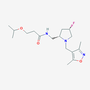 molecular formula C17H28FN3O3 B6868671 N-[[(2S,4S)-1-[(3,5-dimethyl-1,2-oxazol-4-yl)methyl]-4-fluoropyrrolidin-2-yl]methyl]-3-propan-2-yloxypropanamide 