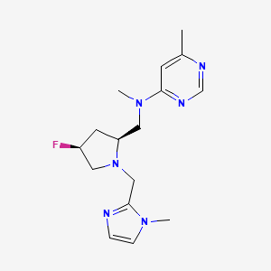 molecular formula C16H23FN6 B6868678 N-[[(2S,4S)-4-fluoro-1-[(1-methylimidazol-2-yl)methyl]pyrrolidin-2-yl]methyl]-N,6-dimethylpyrimidin-4-amine 