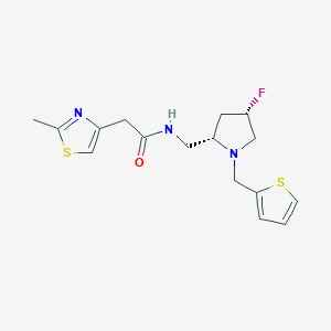 molecular formula C16H20FN3OS2 B6868693 N-[[(2S,4S)-4-fluoro-1-(thiophen-2-ylmethyl)pyrrolidin-2-yl]methyl]-2-(2-methyl-1,3-thiazol-4-yl)acetamide 
