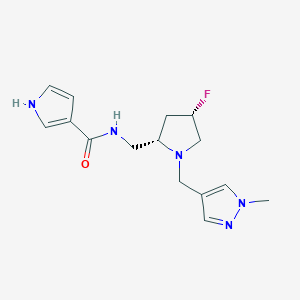 molecular formula C15H20FN5O B6868800 N-[[(2S,4S)-4-fluoro-1-[(1-methylpyrazol-4-yl)methyl]pyrrolidin-2-yl]methyl]-1H-pyrrole-3-carboxamide 