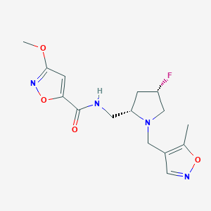 molecular formula C15H19FN4O4 B6868862 N-[[(2S,4S)-4-fluoro-1-[(5-methyl-1,2-oxazol-4-yl)methyl]pyrrolidin-2-yl]methyl]-3-methoxy-1,2-oxazole-5-carboxamide 