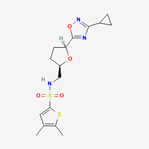 molecular formula C16H21N3O4S2 B6868888 N-[[(2R,5S)-5-(3-cyclopropyl-1,2,4-oxadiazol-5-yl)oxolan-2-yl]methyl]-4,5-dimethylthiophene-2-sulfonamide 