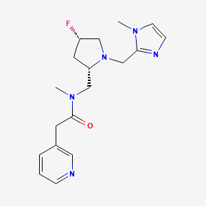 molecular formula C18H24FN5O B6868912 N-[[(2S,4S)-4-fluoro-1-[(1-methylimidazol-2-yl)methyl]pyrrolidin-2-yl]methyl]-N-methyl-2-pyridin-3-ylacetamide 