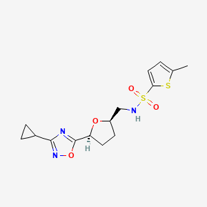molecular formula C15H19N3O4S2 B6868922 N-[[(2R,5S)-5-(3-cyclopropyl-1,2,4-oxadiazol-5-yl)oxolan-2-yl]methyl]-5-methylthiophene-2-sulfonamide 