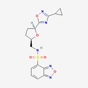 molecular formula C16H17N5O5S B6868949 N-[[(2R,5S)-5-(3-cyclopropyl-1,2,4-oxadiazol-5-yl)oxolan-2-yl]methyl]-2,1,3-benzoxadiazole-4-sulfonamide 
