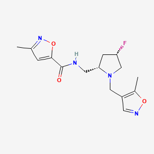 molecular formula C15H19FN4O3 B6868953 N-[[(2S,4S)-4-fluoro-1-[(5-methyl-1,2-oxazol-4-yl)methyl]pyrrolidin-2-yl]methyl]-3-methyl-1,2-oxazole-5-carboxamide 