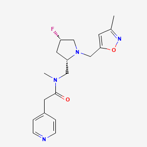 molecular formula C18H23FN4O2 B6868972 N-[[(2S,4S)-4-fluoro-1-[(3-methyl-1,2-oxazol-5-yl)methyl]pyrrolidin-2-yl]methyl]-N-methyl-2-pyridin-4-ylacetamide 