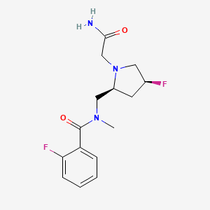 molecular formula C15H19F2N3O2 B6869009 N-[[(2S,4S)-1-(2-amino-2-oxoethyl)-4-fluoropyrrolidin-2-yl]methyl]-2-fluoro-N-methylbenzamide 