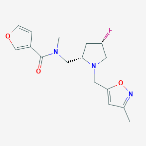 molecular formula C16H20FN3O3 B6869012 N-[[(2S,4S)-4-fluoro-1-[(3-methyl-1,2-oxazol-5-yl)methyl]pyrrolidin-2-yl]methyl]-N-methylfuran-3-carboxamide 