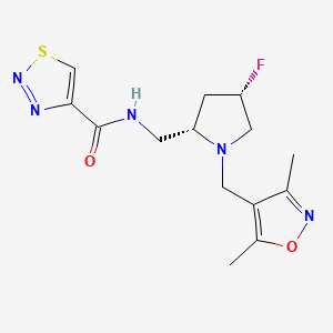 molecular formula C14H18FN5O2S B6869016 N-[[(2S,4S)-1-[(3,5-dimethyl-1,2-oxazol-4-yl)methyl]-4-fluoropyrrolidin-2-yl]methyl]thiadiazole-4-carboxamide 