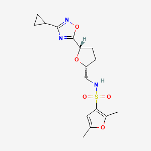 molecular formula C16H21N3O5S B6869044 N-[[(2R,5S)-5-(3-cyclopropyl-1,2,4-oxadiazol-5-yl)oxolan-2-yl]methyl]-2,5-dimethylfuran-3-sulfonamide 