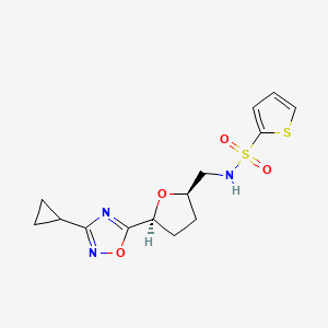 molecular formula C14H17N3O4S2 B6869061 N-[[(2R,5S)-5-(3-cyclopropyl-1,2,4-oxadiazol-5-yl)oxolan-2-yl]methyl]thiophene-2-sulfonamide 