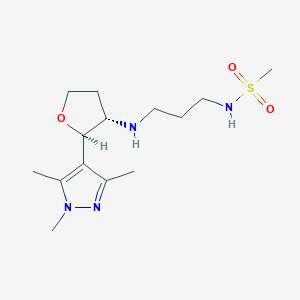 molecular formula C14H26N4O3S B6869123 N-[3-[[(2R,3S)-2-(1,3,5-trimethylpyrazol-4-yl)oxolan-3-yl]amino]propyl]methanesulfonamide 