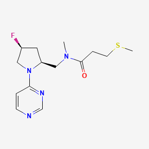 molecular formula C14H21FN4OS B6869151 N-[[(2S,4S)-4-fluoro-1-pyrimidin-4-ylpyrrolidin-2-yl]methyl]-N-methyl-3-methylsulfanylpropanamide 