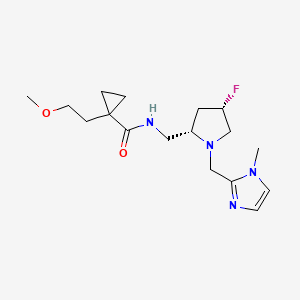 molecular formula C17H27FN4O2 B6869214 N-[[(2S,4S)-4-fluoro-1-[(1-methylimidazol-2-yl)methyl]pyrrolidin-2-yl]methyl]-1-(2-methoxyethyl)cyclopropane-1-carboxamide 