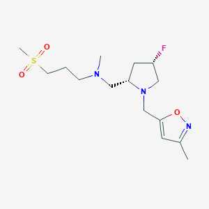 molecular formula C15H26FN3O3S B6869215 N-[[(2S,4S)-4-fluoro-1-[(3-methyl-1,2-oxazol-5-yl)methyl]pyrrolidin-2-yl]methyl]-N-methyl-3-methylsulfonylpropan-1-amine 