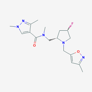molecular formula C17H24FN5O2 B6869218 N-[[(2S,4S)-4-fluoro-1-[(3-methyl-1,2-oxazol-5-yl)methyl]pyrrolidin-2-yl]methyl]-N,1,3-trimethylpyrazole-4-carboxamide 