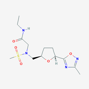 molecular formula C13H22N4O5S B6869243 N-ethyl-2-[[(2R,5S)-5-(3-methyl-1,2,4-oxadiazol-5-yl)oxolan-2-yl]methyl-methylsulfonylamino]acetamide 