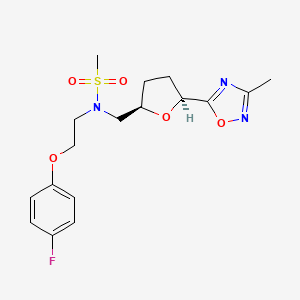 molecular formula C17H22FN3O5S B6869317 N-[2-(4-fluorophenoxy)ethyl]-N-[[(2R,5S)-5-(3-methyl-1,2,4-oxadiazol-5-yl)oxolan-2-yl]methyl]methanesulfonamide 