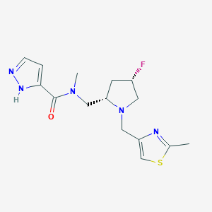 molecular formula C15H20FN5OS B6869388 N-[[(2S,4S)-4-fluoro-1-[(2-methyl-1,3-thiazol-4-yl)methyl]pyrrolidin-2-yl]methyl]-N-methyl-1H-pyrazole-5-carboxamide 
