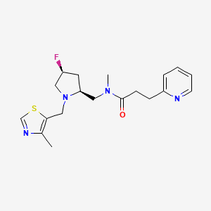 molecular formula C19H25FN4OS B6869402 N-[[(2S,4S)-4-fluoro-1-[(4-methyl-1,3-thiazol-5-yl)methyl]pyrrolidin-2-yl]methyl]-N-methyl-3-pyridin-2-ylpropanamide 