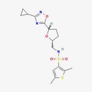 molecular formula C16H21N3O4S2 B6869440 N-[[(2R,5S)-5-(3-cyclopropyl-1,2,4-oxadiazol-5-yl)oxolan-2-yl]methyl]-2,5-dimethylthiophene-3-sulfonamide 