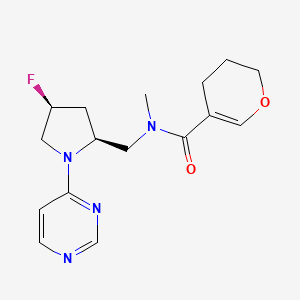 molecular formula C16H21FN4O2 B6869474 N-[[(2S,4S)-4-fluoro-1-pyrimidin-4-ylpyrrolidin-2-yl]methyl]-N-methyl-3,4-dihydro-2H-pyran-5-carboxamide 