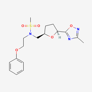 molecular formula C17H23N3O5S B6869502 N-[[(2R,5S)-5-(3-methyl-1,2,4-oxadiazol-5-yl)oxolan-2-yl]methyl]-N-(2-phenoxyethyl)methanesulfonamide 