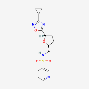 molecular formula C15H18N4O4S B6869529 N-[[(2R,5S)-5-(3-cyclopropyl-1,2,4-oxadiazol-5-yl)oxolan-2-yl]methyl]pyridine-3-sulfonamide 
