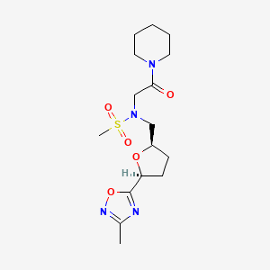 molecular formula C16H26N4O5S B6869534 N-[[(2R,5S)-5-(3-methyl-1,2,4-oxadiazol-5-yl)oxolan-2-yl]methyl]-N-(2-oxo-2-piperidin-1-ylethyl)methanesulfonamide 