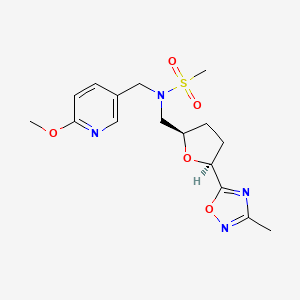 molecular formula C16H22N4O5S B6869557 N-[(6-methoxypyridin-3-yl)methyl]-N-[[(2R,5S)-5-(3-methyl-1,2,4-oxadiazol-5-yl)oxolan-2-yl]methyl]methanesulfonamide 