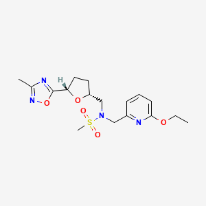molecular formula C17H24N4O5S B6869582 N-[(6-ethoxypyridin-2-yl)methyl]-N-[[(2R,5S)-5-(3-methyl-1,2,4-oxadiazol-5-yl)oxolan-2-yl]methyl]methanesulfonamide 