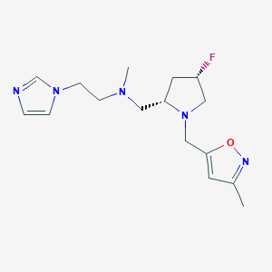 molecular formula C16H24FN5O B6869649 N-[[(2S,4S)-4-fluoro-1-[(3-methyl-1,2-oxazol-5-yl)methyl]pyrrolidin-2-yl]methyl]-2-imidazol-1-yl-N-methylethanamine 
