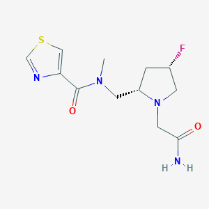 molecular formula C12H17FN4O2S B6869771 N-[[(2S,4S)-1-(2-amino-2-oxoethyl)-4-fluoropyrrolidin-2-yl]methyl]-N-methyl-1,3-thiazole-4-carboxamide 