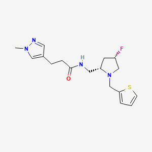 molecular formula C17H23FN4OS B6869793 N-[[(2S,4S)-4-fluoro-1-(thiophen-2-ylmethyl)pyrrolidin-2-yl]methyl]-3-(1-methylpyrazol-4-yl)propanamide 