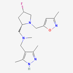 molecular formula C17H26FN5O B6869872 N-[(3,5-dimethyl-1H-pyrazol-4-yl)methyl]-1-[(2S,4S)-4-fluoro-1-[(3-methyl-1,2-oxazol-5-yl)methyl]pyrrolidin-2-yl]-N-methylmethanamine 