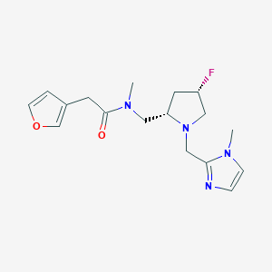 molecular formula C17H23FN4O2 B6869889 N-[[(2S,4S)-4-fluoro-1-[(1-methylimidazol-2-yl)methyl]pyrrolidin-2-yl]methyl]-2-(furan-3-yl)-N-methylacetamide 