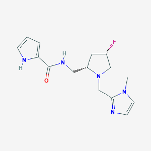 molecular formula C15H20FN5O B6869917 N-[[(2S,4S)-4-fluoro-1-[(1-methylimidazol-2-yl)methyl]pyrrolidin-2-yl]methyl]-1H-pyrrole-2-carboxamide 