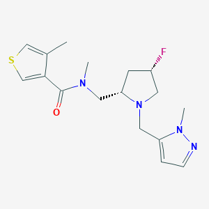 molecular formula C17H23FN4OS B6869934 N-[[(2S,4S)-4-fluoro-1-[(2-methylpyrazol-3-yl)methyl]pyrrolidin-2-yl]methyl]-N,4-dimethylthiophene-3-carboxamide 