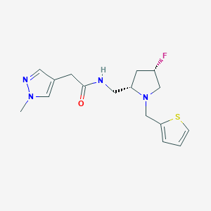 molecular formula C16H21FN4OS B6869944 N-[[(2S,4S)-4-fluoro-1-(thiophen-2-ylmethyl)pyrrolidin-2-yl]methyl]-2-(1-methylpyrazol-4-yl)acetamide 