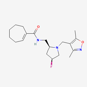molecular formula C19H28FN3O2 B6869956 N-[[(2S,4S)-1-[(3,5-dimethyl-1,2-oxazol-4-yl)methyl]-4-fluoropyrrolidin-2-yl]methyl]cycloheptene-1-carboxamide 