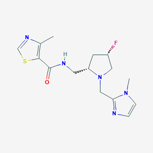 molecular formula C15H20FN5OS B6869976 N-[[(2S,4S)-4-fluoro-1-[(1-methylimidazol-2-yl)methyl]pyrrolidin-2-yl]methyl]-4-methyl-1,3-thiazole-5-carboxamide 