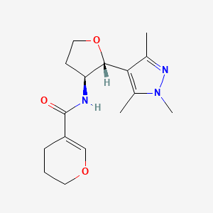 molecular formula C16H23N3O3 B6869982 N-[(2R,3S)-2-(1,3,5-trimethylpyrazol-4-yl)oxolan-3-yl]-3,4-dihydro-2H-pyran-5-carboxamide 