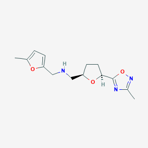 molecular formula C14H19N3O3 B6870000 N-[(5-methylfuran-2-yl)methyl]-1-[(2R,5S)-5-(3-methyl-1,2,4-oxadiazol-5-yl)oxolan-2-yl]methanamine 