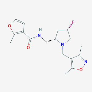 molecular formula C17H22FN3O3 B6870010 N-[[(2S,4S)-1-[(3,5-dimethyl-1,2-oxazol-4-yl)methyl]-4-fluoropyrrolidin-2-yl]methyl]-2-methylfuran-3-carboxamide 