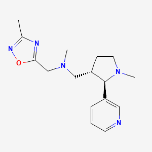 molecular formula C16H23N5O B6870025 N-methyl-N-[(3-methyl-1,2,4-oxadiazol-5-yl)methyl]-1-[(2R,3S)-1-methyl-2-pyridin-3-ylpyrrolidin-3-yl]methanamine 